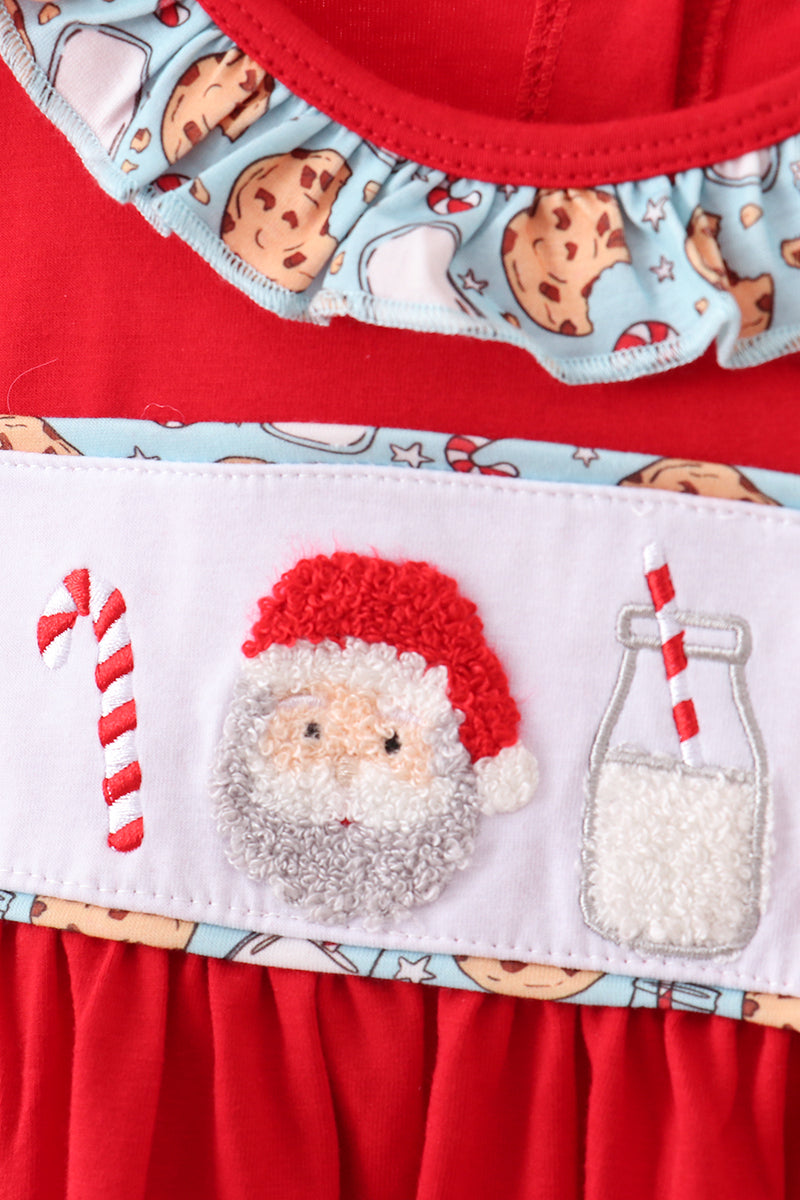 Red santa claus cookie ruffle pants set