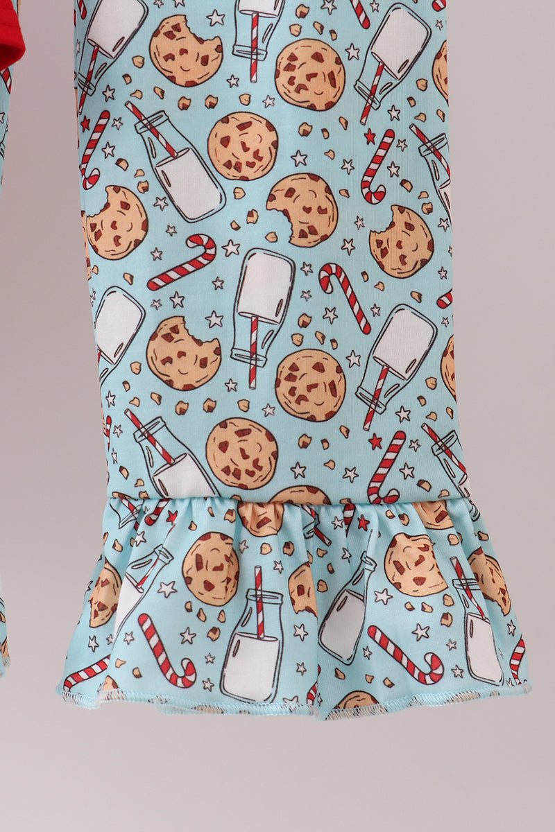 Red santa claus cookie ruffle pants set