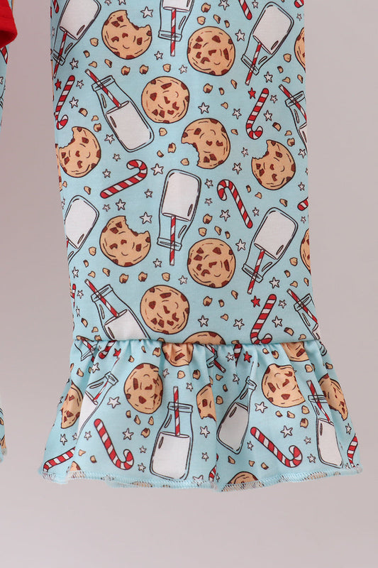 Red santa claus cookie ruffle pants set