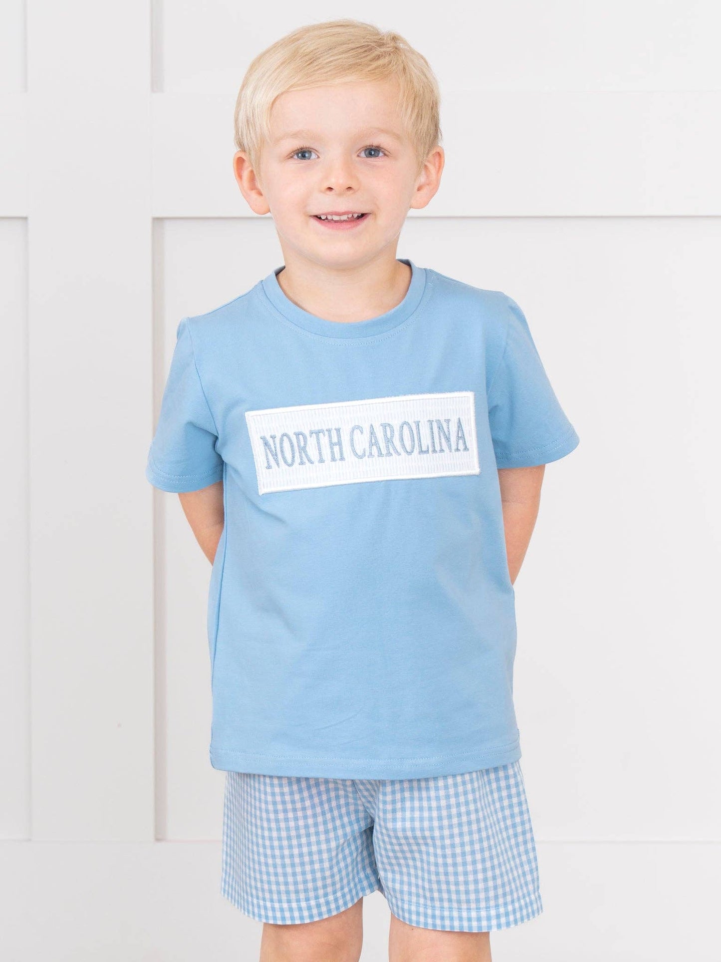 North Carolina Smocked Gingham Outfit