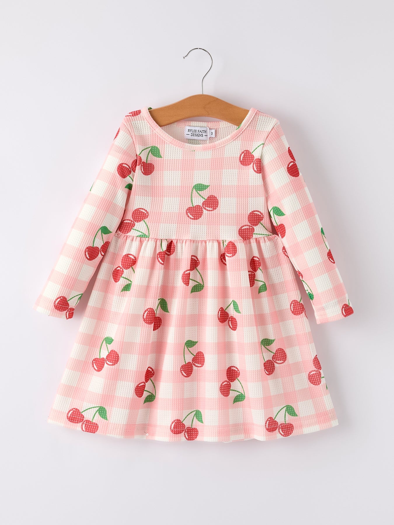 Waffle Cherry Girls Long Sleeve Dress
