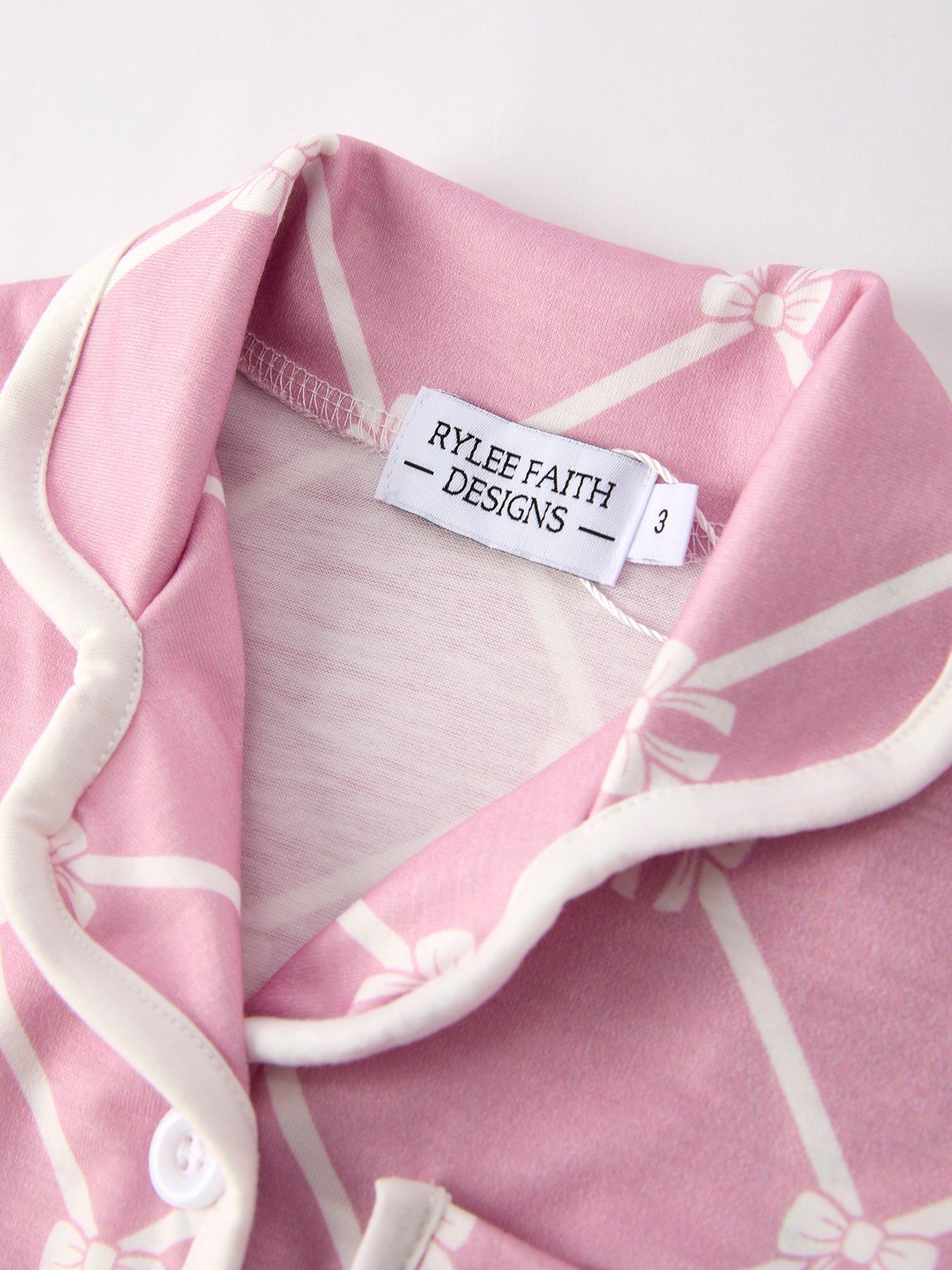 Mommy & Me Bow Girls Lapel Pajamas