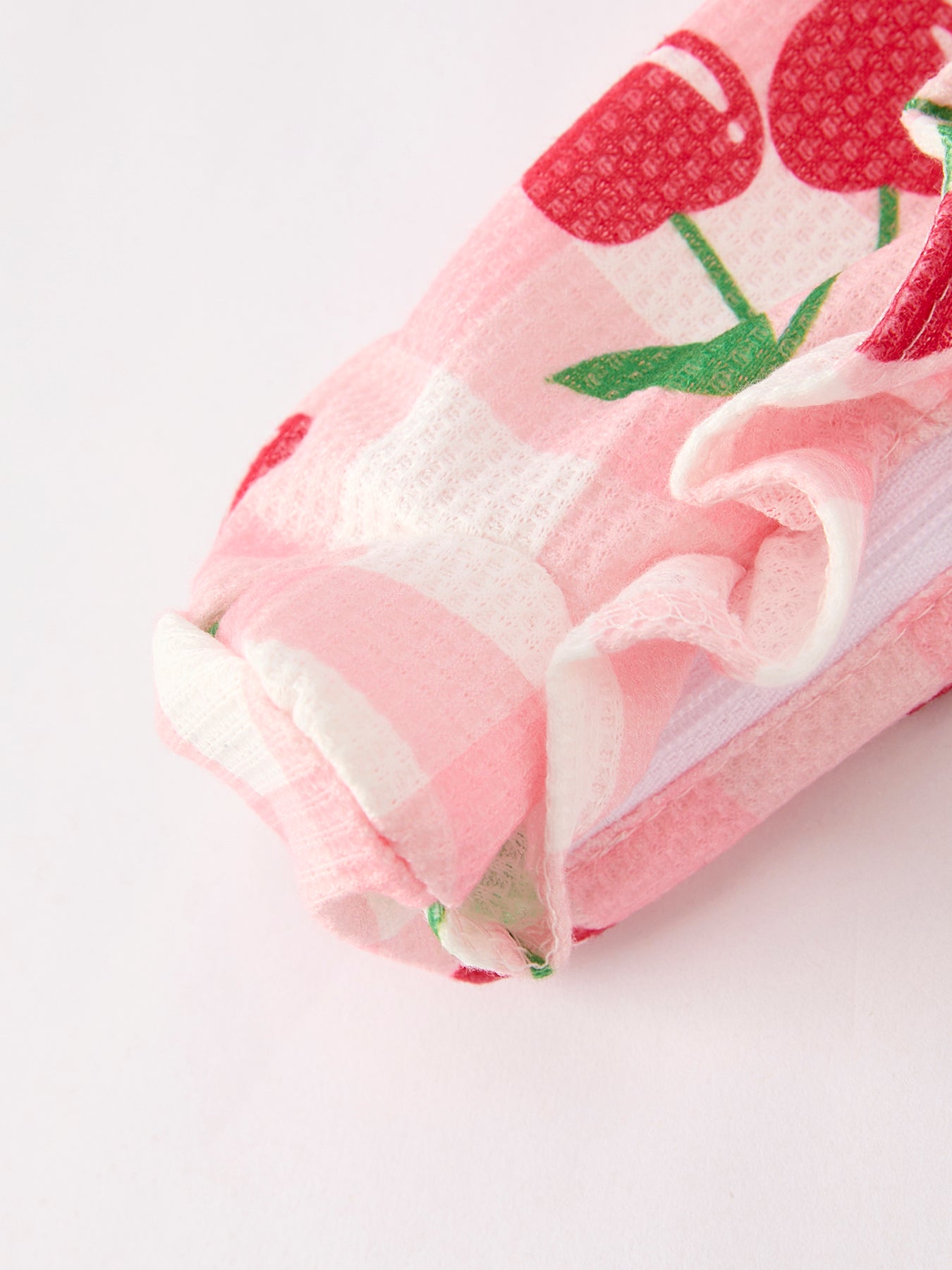 Waffle Cherry Plaid Girls' Romper