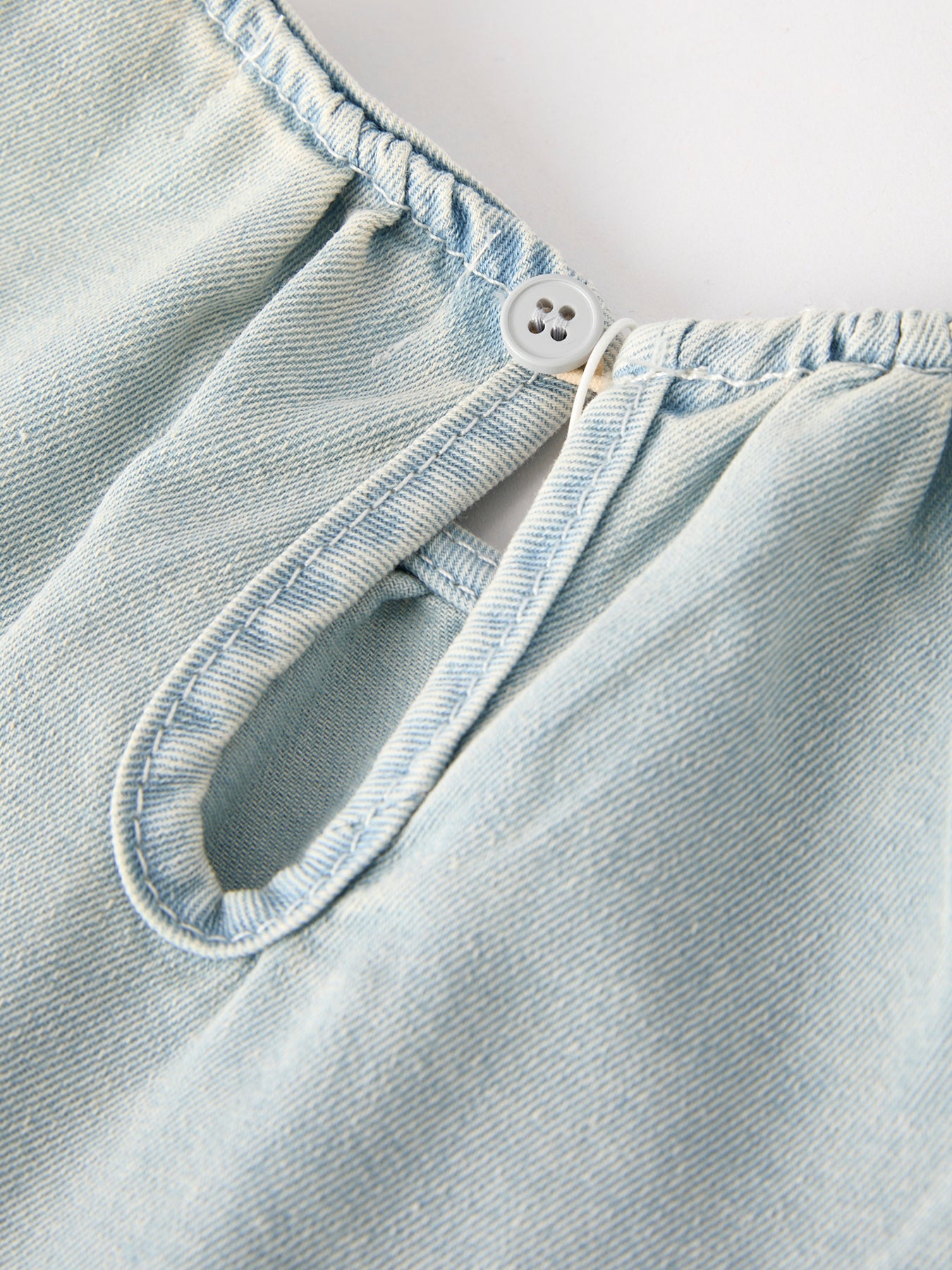 Summer Light Color Denim Lace Girls Set