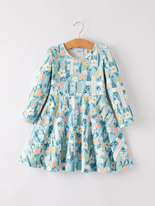 Girls Cross Floral Dress