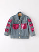 Girls Denim Sequined Bow Jacket