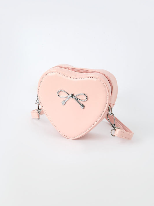 Valentine's Sweet Heart-Shaped Crossbody Girls Bag with Bow