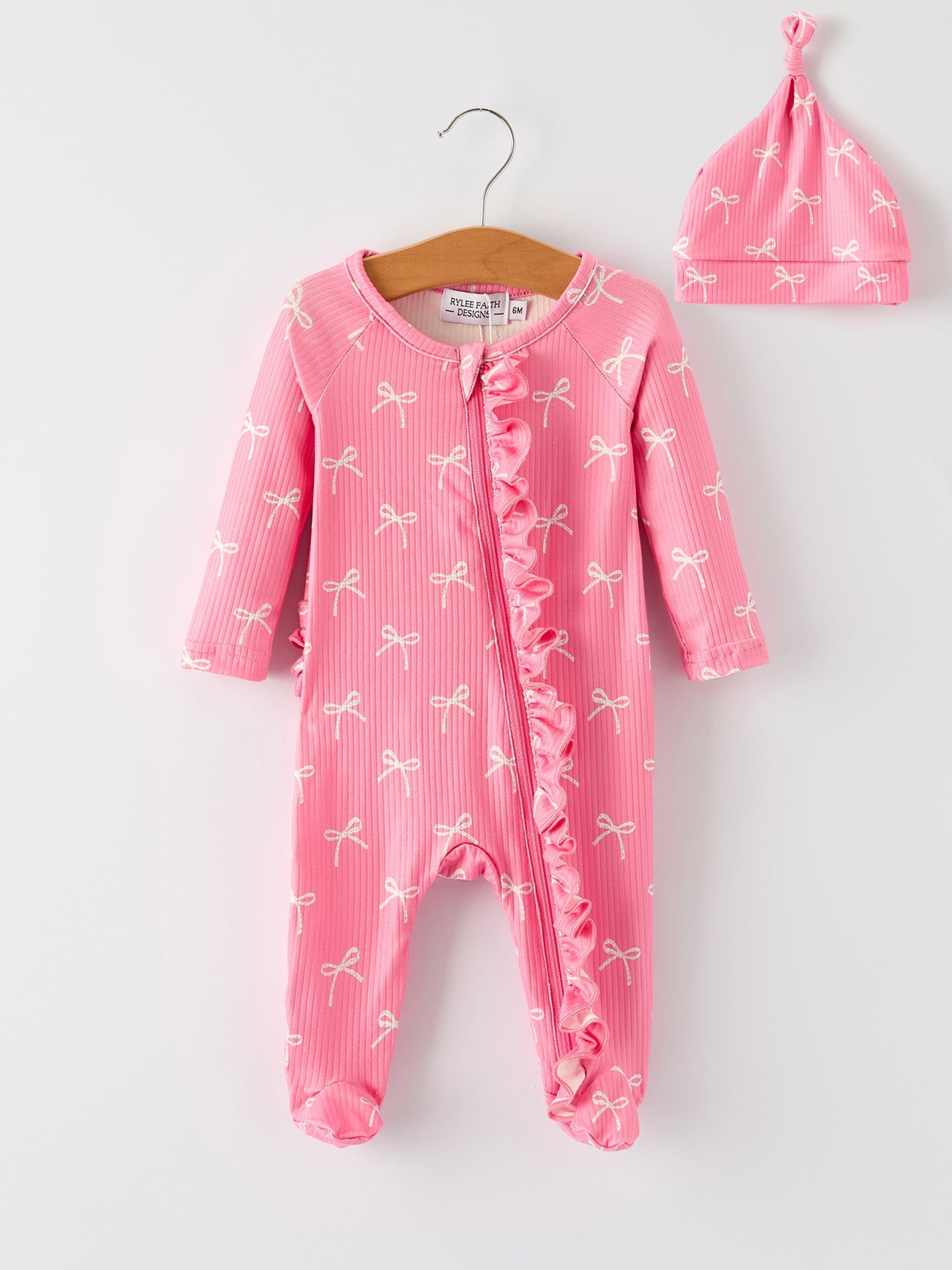 Bow Pink Romper with Hat