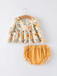 Floral Print Baby Girls Long Sleeve Top with Ruffle Bloomers Set