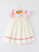 Girls Dress with Pink Bow Embroidery