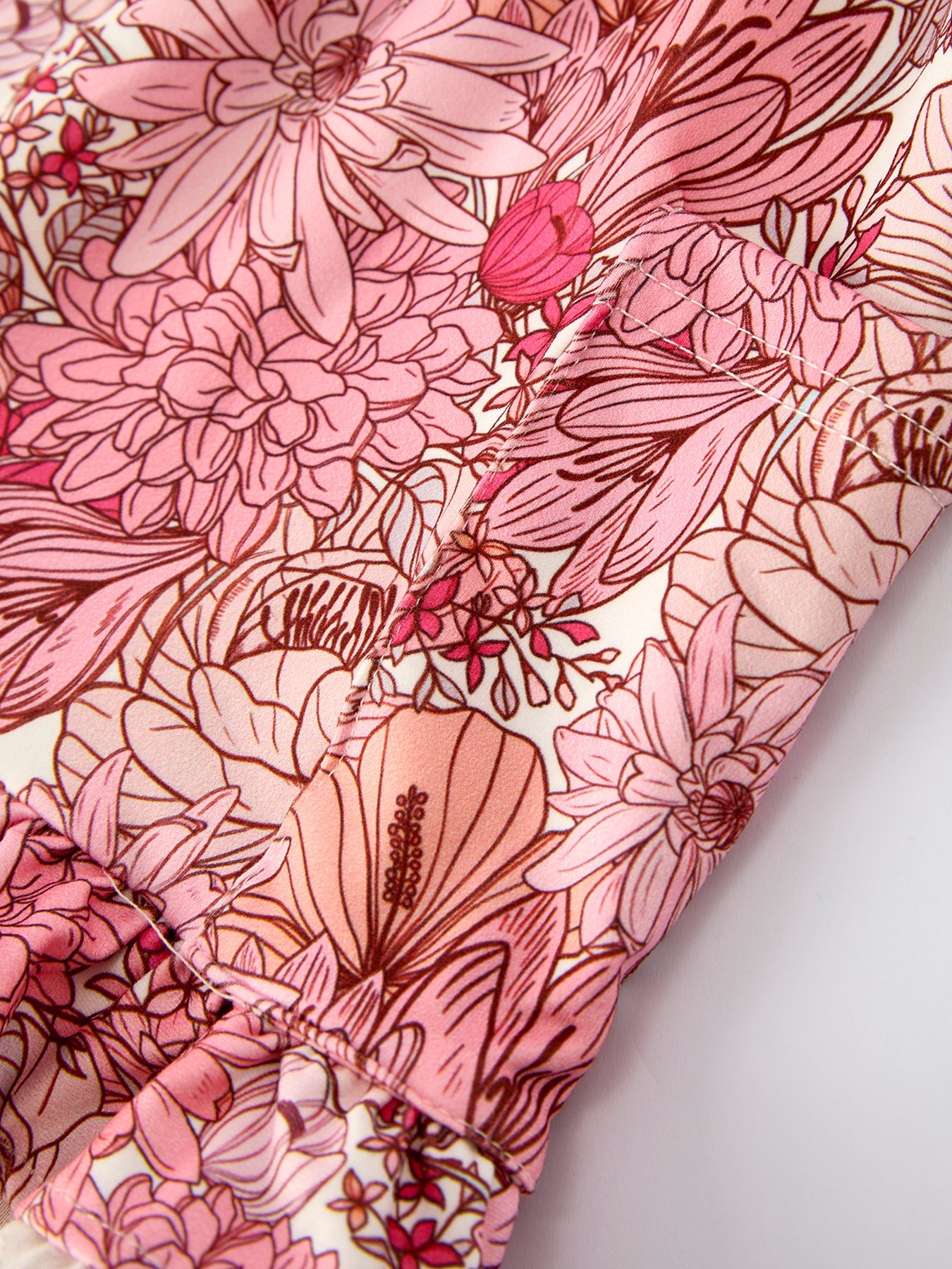 Sweet Floral Pattern Dress with Pockets and Ruffle Hem