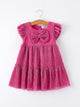 Girls Pink Bow Print Short Sleeve Dress
