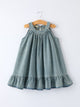 Girls Denim Ruffle Trim A-Line Dress