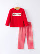 Red Valentine's Day Plaid Smocking Embroidered  Pony Boys Set