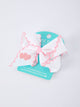 Valentine's Day Heart Embroidered White Girls Bow Hairpin 4 Inch