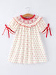 Valentine's Day Polka Dot Girls' Dress with Smocking Embroidery