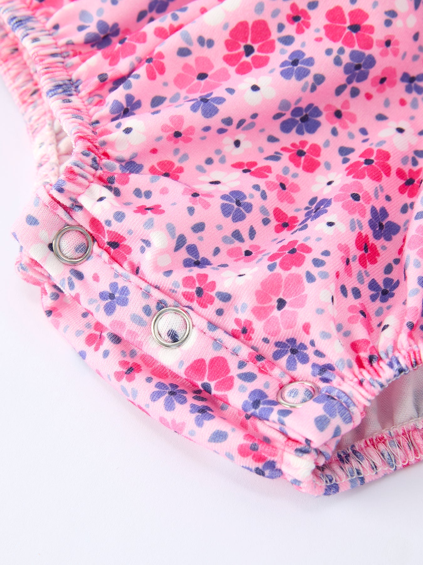 Girls Valentine's Day Floral Ruffle Smocking Baby Bubble Romper