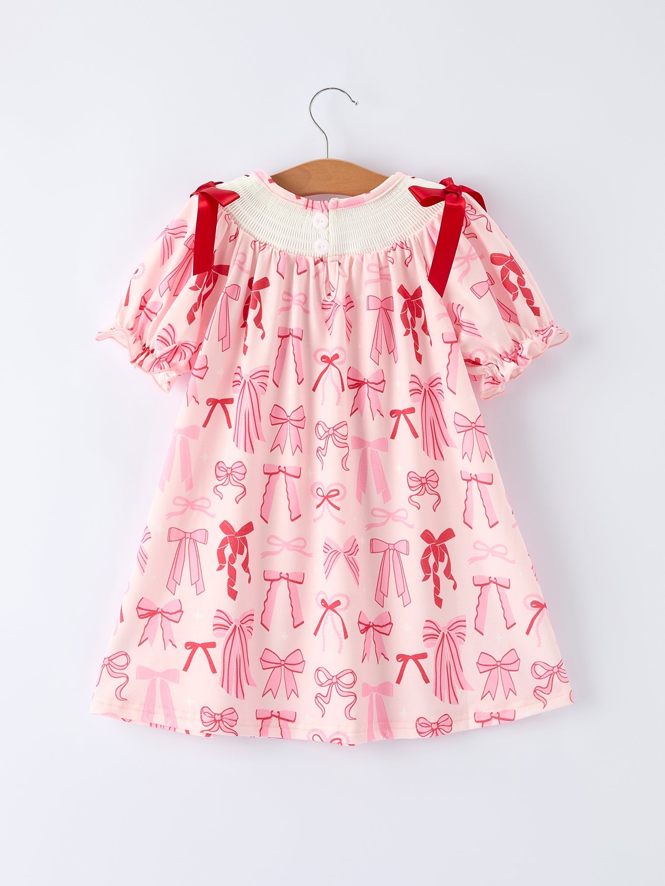 Girls' Valentine's Day Heart Bow Embroidered Dress