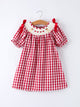 Valentine Red Plaid Dress with Smocked Heart Dog Detail and Bows