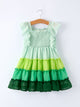 St. Patrick's Day Ombre Ruffle Dress for Girls – Green Gradient Layers