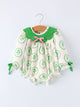 St. Patrick's Day Shamrock Striped Long Sleeve Baby Girl Romper