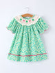 Girls St. Patrick’s Day Shamrock Bow Smocked Dress