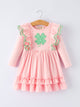 Girls St. Patrick’s Day Shamrock Applique Ruffle Girls Dress