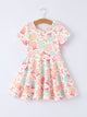 Easter Egg Bow Print Girls Short Sleeve Dress