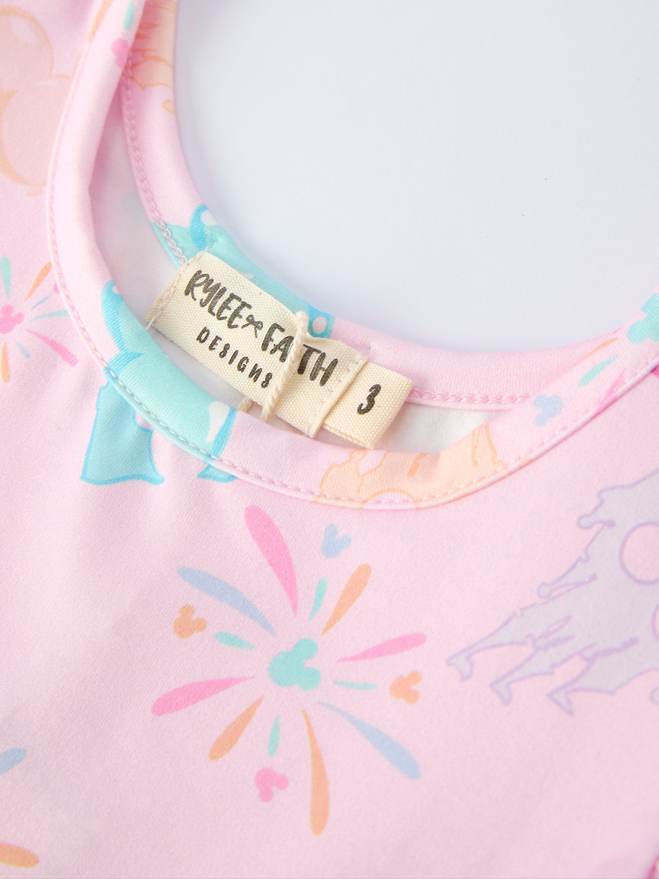 Spring Pink Theme Park Print Girls Twirl Dress