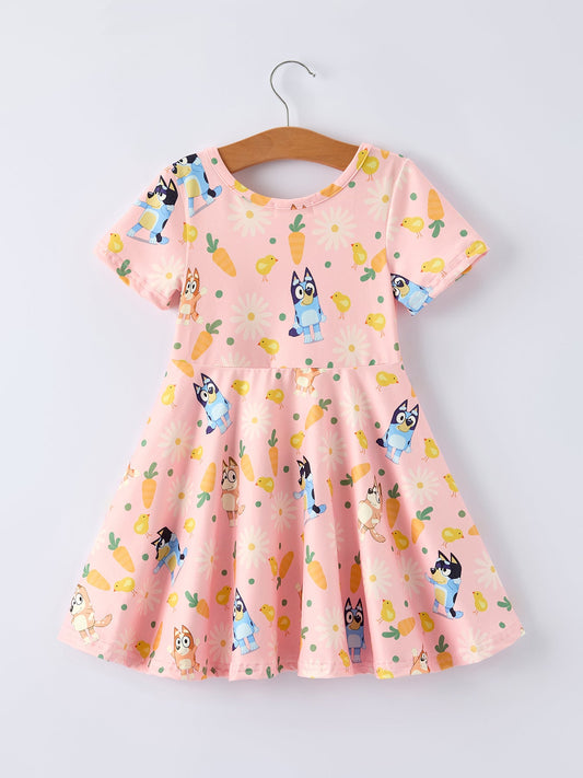 Easter Character Print Short-sleeved Dress