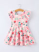 Easter Strawberry Bunny Bow Print Girls' Dress
