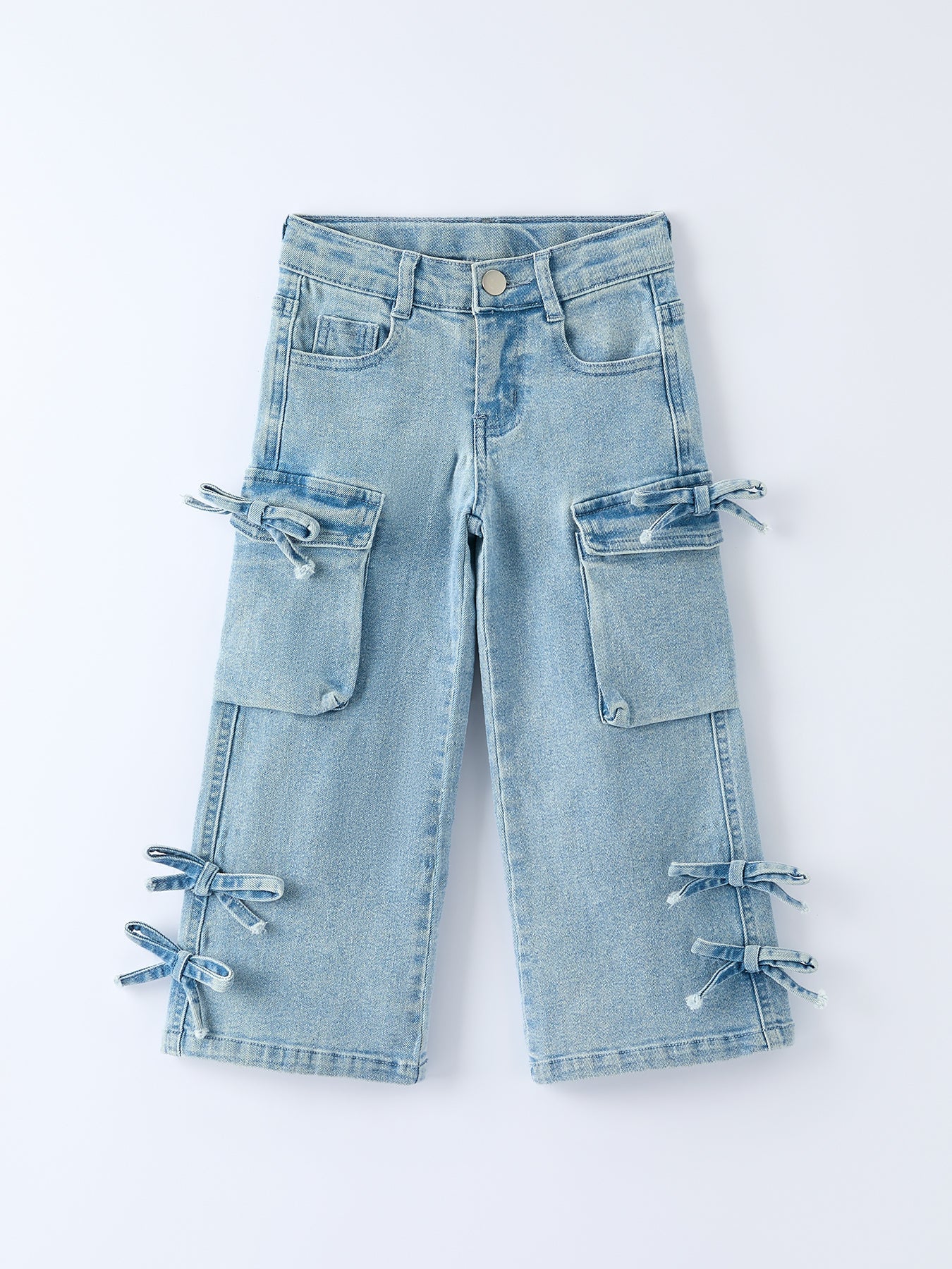 Wide-Leg Denim Pants With Pockets