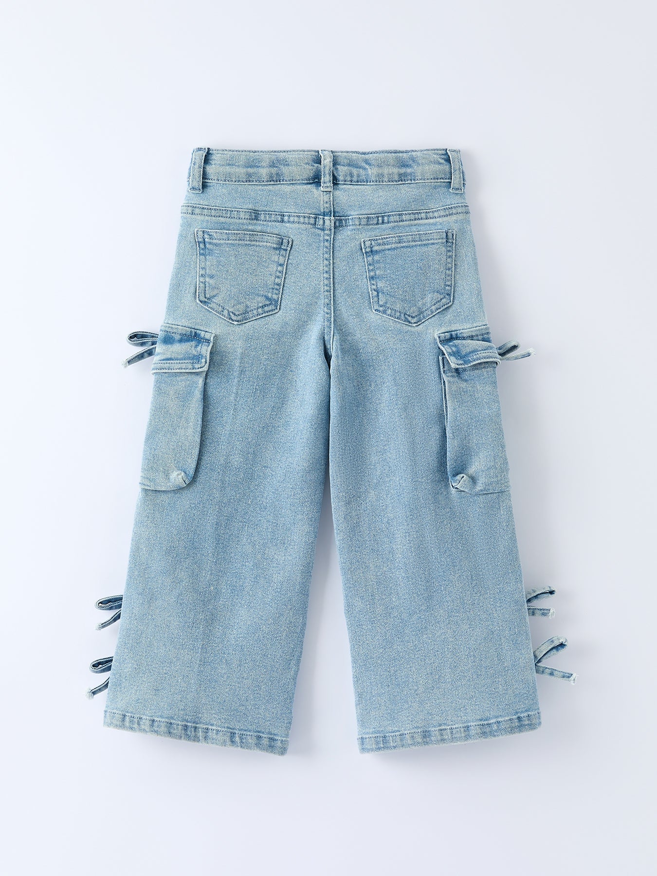 Wide-Leg Denim Pants With Pockets
