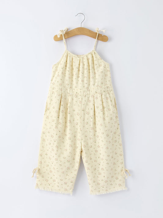 Floral Toddler Girl Spring Jumpsuit with Pockets