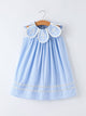 Blue Petal Peter Pan Collar Bishop Christening Girls Dress