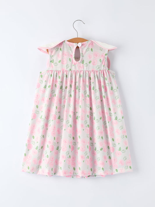 Floral Smocked Petal Peter Pan Collar Spring Dress