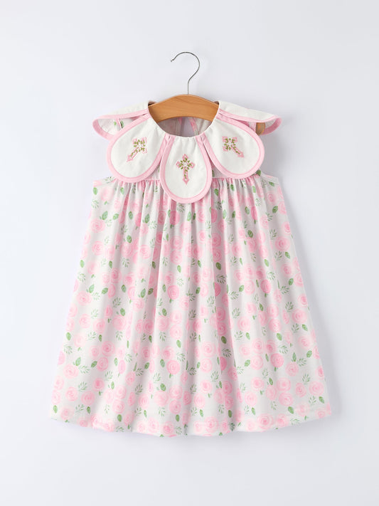 Floral Smocked Petal Peter Pan Collar Spring Dress