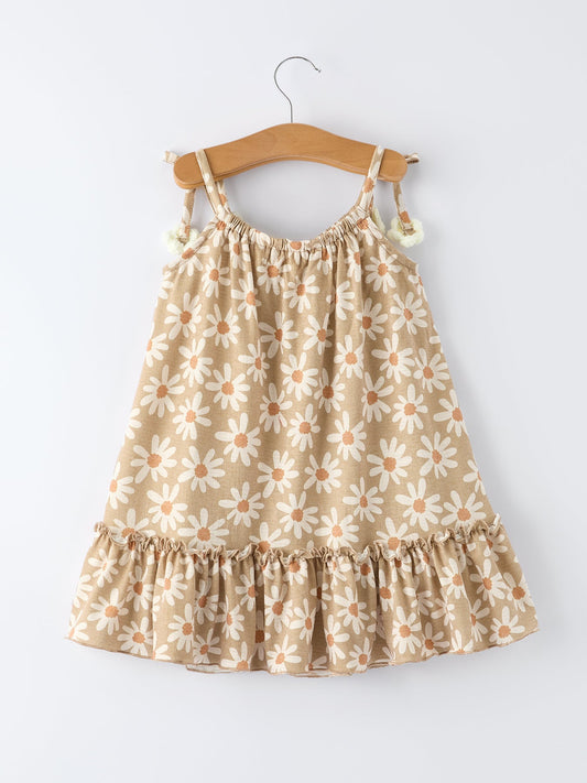 Floral Daisy Girl Spaghetti Strap Summer Dress