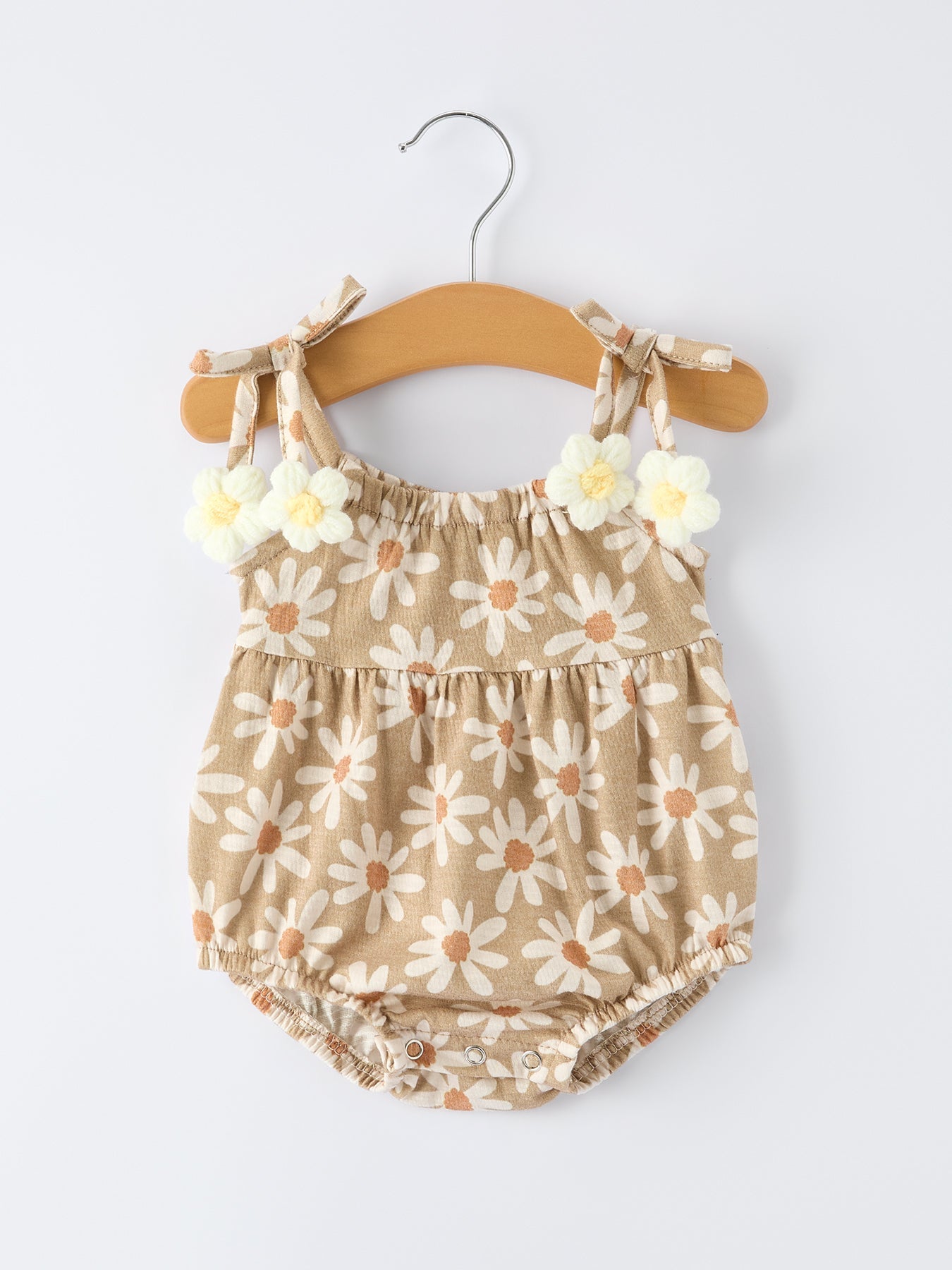 Floral Daisy Baby Girl Spaghetti Strap Summer Romper