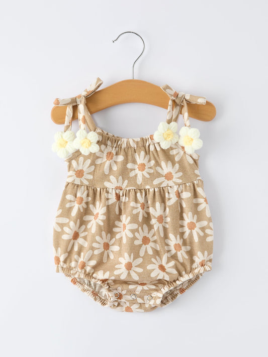Floral Daisy Baby Girl Spaghetti Strap Summer Romper