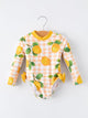 Lemon Print Long Sleeve Girls One Piece Swimsuit
