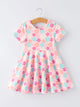 Girl Colorful Floral Short Sleeve Spring Dress