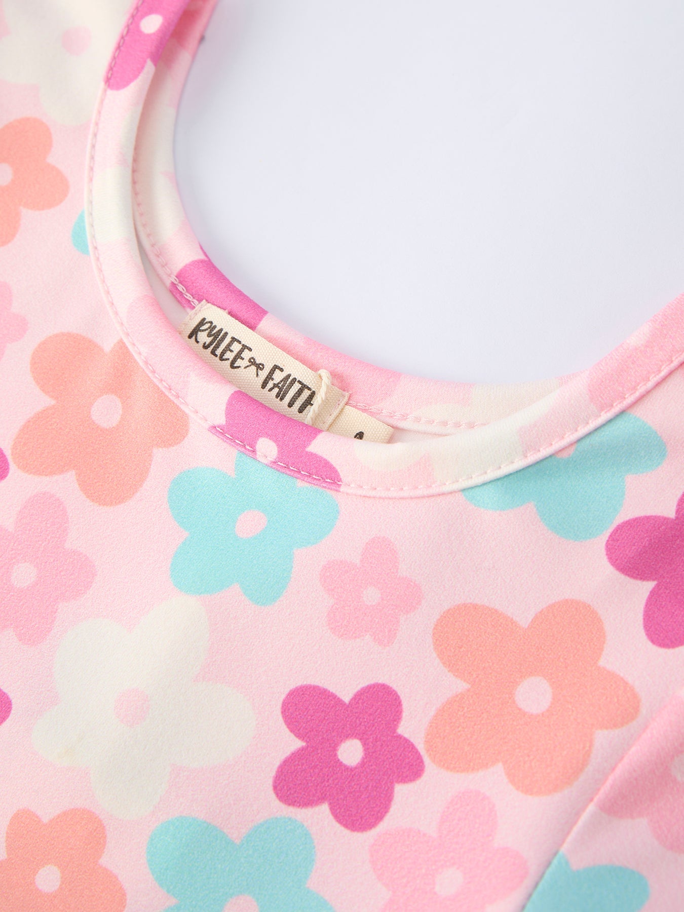 Girl Colorful Floral Short Sleeve Spring Dress