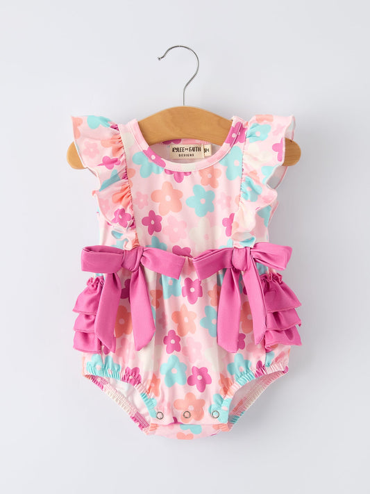 Colorful Floral Spring Ruffle Romper