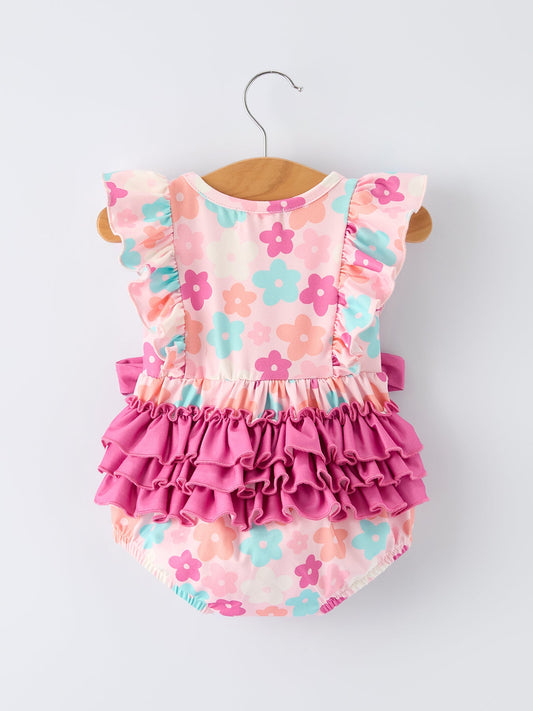 Colorful Floral Spring Ruffle Romper