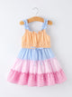 Colorblock Gingham Girls Summer Ruffle Dress