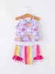 Summer Rainbow Striped Girls Two Piece Swimsuit