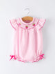 Strawberry Smocked Girl Romper Bow Ruffle