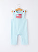 July 4th Plaid Boys Romper Flag Embroidery