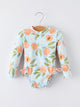 Summer Peach Girl Long Sleeve Ruffle One Piece Swimsuit